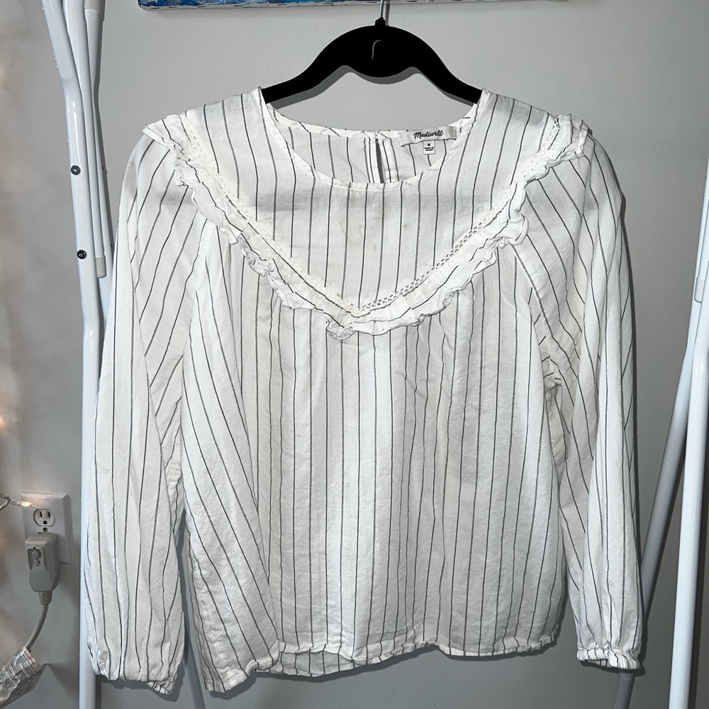 Madewell Prairie Long Sleeve Ruffle Shirt